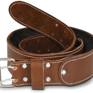 LAUTUS 3-Inch Tapered Padded Work Belt in Heavy Oiled Tanned Leather| 32-Inch to 45-Inch | Brown|