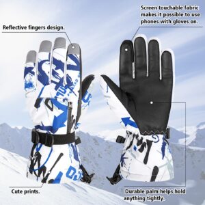 Kids Winter Gloves Waterproof Touchscreen Snow Ski Snowboard Gloves Boys Girls Toddler Windproof 01 Black Large