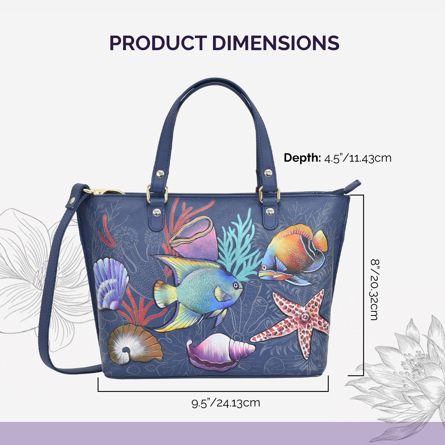 Anuschka Women’s Hand Painted Genuine Leather Medium Tote - Mystical Reef