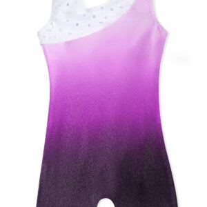 DAXIANG Gymnastics Leotards for Girls Leotard for Girls Gymnastics Outfit Black Shorts Dance Unitard Biketards Purple Sparkle