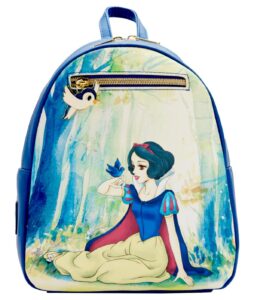 loungefly - disney - snow white in the forest - mini backpack purse with bluebird charm