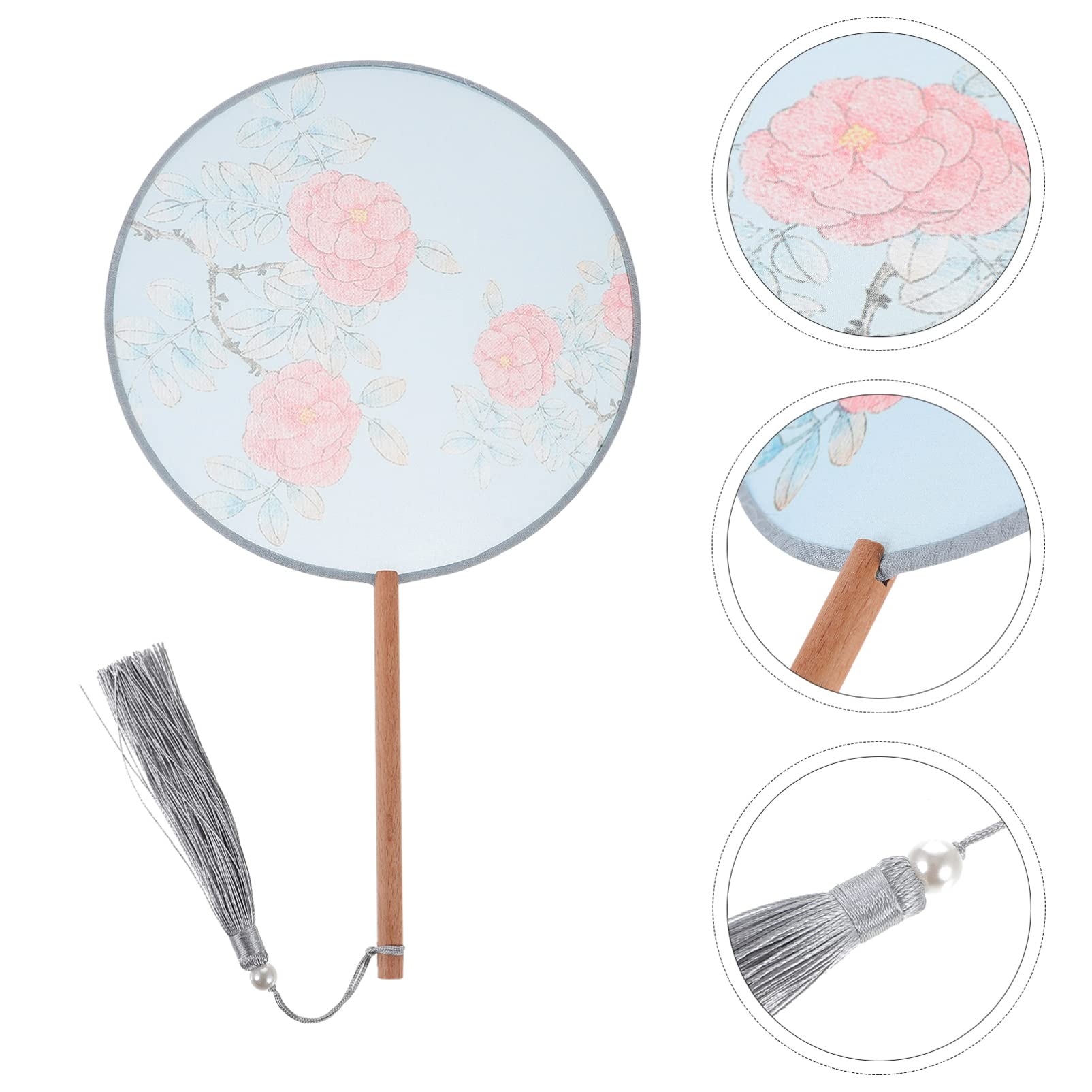 translucent round fan handheld fan silk fan with tassels handheld mini fan fans handheld large hand fan China fan Tassel Circular Fan Translucent Silk Fan Chinese style kung fu fan