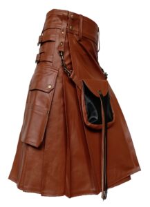 custom made genuine cowhide leather utility kilt scottish warrior traditional highland kilt for men with leather sporran (made to order click on customize now)