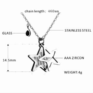 MOXIE ACCESSORIES Stainless Steel Dainty Stars and Teardrop Charm Necklace Pendant