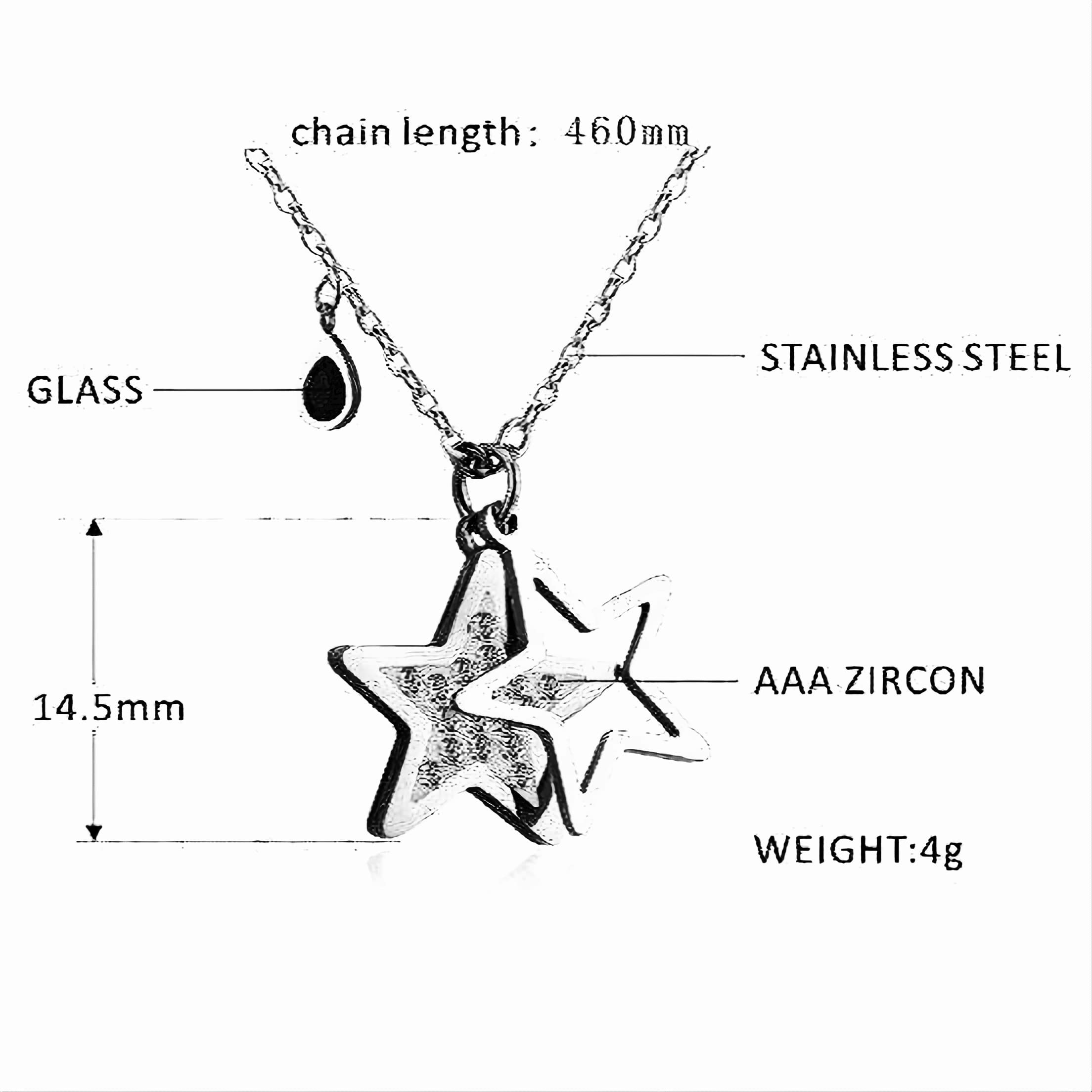 MOXIE ACCESSORIES Stainless Steel Dainty Stars and Teardrop Charm Necklace Pendant