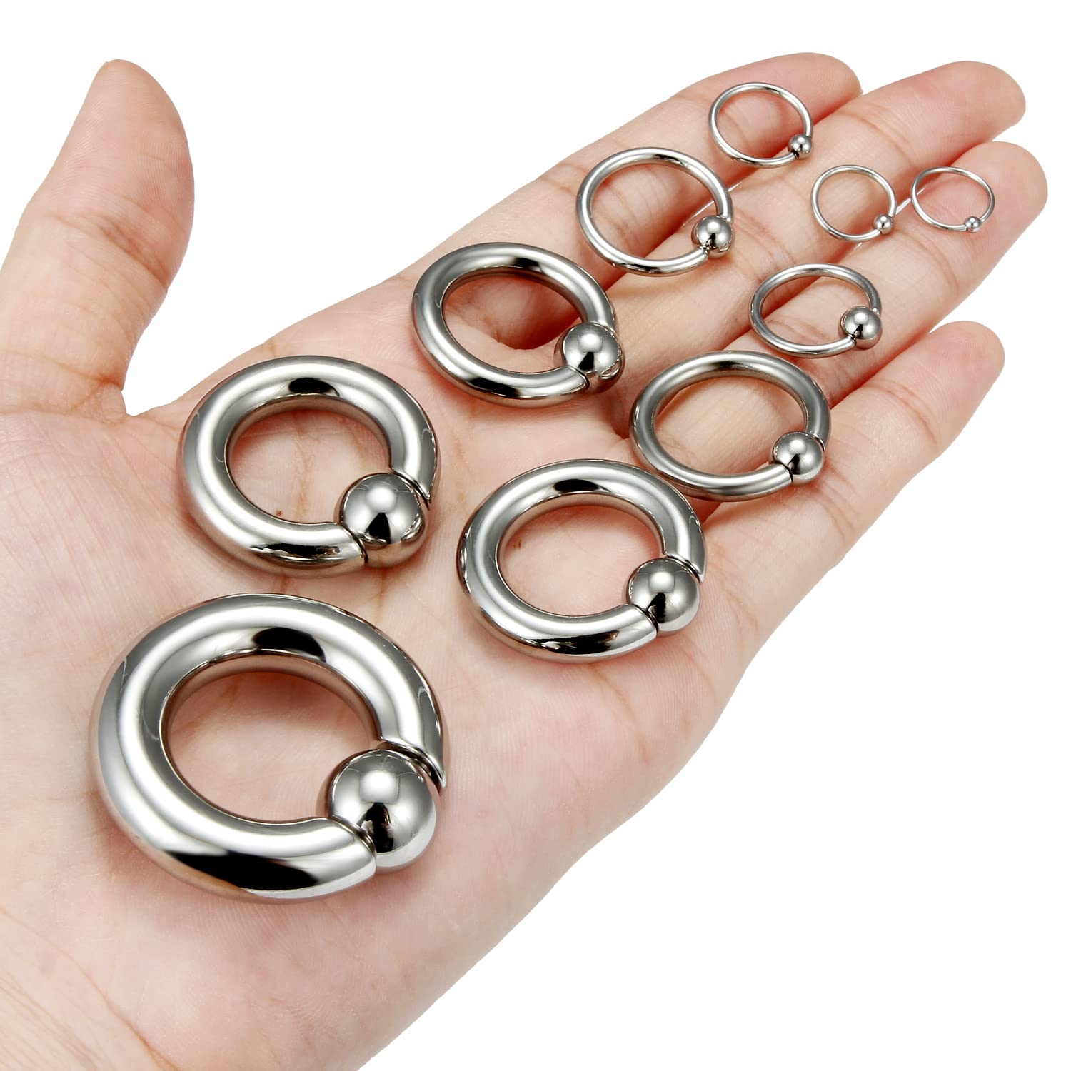 Ocptiy 0G 4G 2G 6G 8G 12G 14G 16G 18G 20G Ear Earring Gauge Septum Ring Piercing Jewelry Stretching Kit Stainless Surgical Steel septum nose Lip Pa Cartilage Helix Daith Ring Earring Hoop Women Men