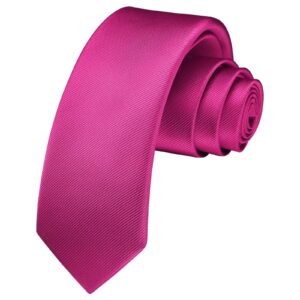 HISDERN Hot Pink Ties for Men Solid Color Mens Ties Classic Woven Satin Formal Fuchsia Necktie Wedding Business