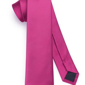 HISDERN Hot Pink Ties for Men Solid Color Mens Ties Classic Woven Satin Formal Fuchsia Necktie Wedding Business