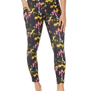 DKNY Women's Tight Printed High Waist Performance Leggings, Currant Light Trace, X-Large