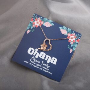 FOTAP Ohana Means Family Necklace Ohana Necklace Hawaiian flower Gift Necklace Gift Hawaiian Trip Gift Gift BBF Gift Family Reunion Gift (Ohana RG NC)