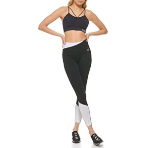 DKNY Women's Sport Tummy Control Workout Yoga Leggings, Black/White, X-Small