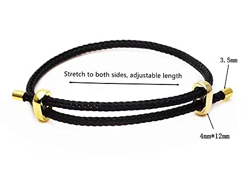 BCletty Bracelet Unisex Steel Rope Bracelet Couple Bracelet Simplicity Fashion Titanium Buckle Adjustable Wire Rope Bracelet (black, adjustable)