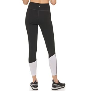 DKNY Women's Sport Tummy Control Workout Yoga Leggings, Black/White, X-Small