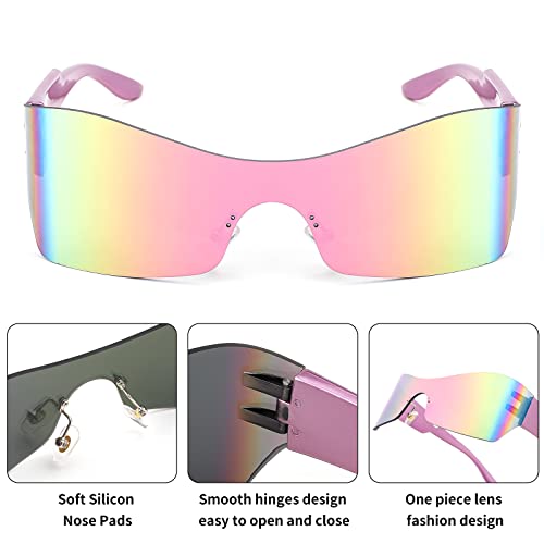 FEISEDY Fashion Rimless Futuristic Wrap Around Sunglasses Women Men punk Visor Sunglasses B2329