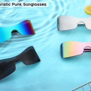 FEISEDY Fashion Rimless Futuristic Wrap Around Sunglasses Women Men punk Visor Sunglasses B2329