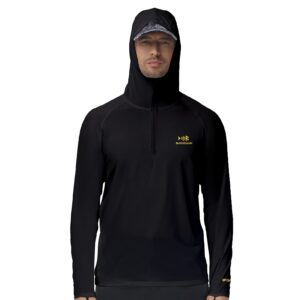 BASSDASH Men’s UPF 50+ 1/4 Zip Fishing Hoodie Shirt Quick Dry Performance Long Sleeve Sun Protection FS24M Black