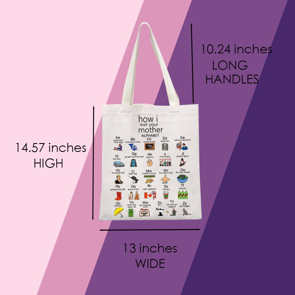 MNIGIU HIMYM Inspired Large Tote Bag (Shopping Bag, HIMYM Fans Gift, Tv Series Merchandise)