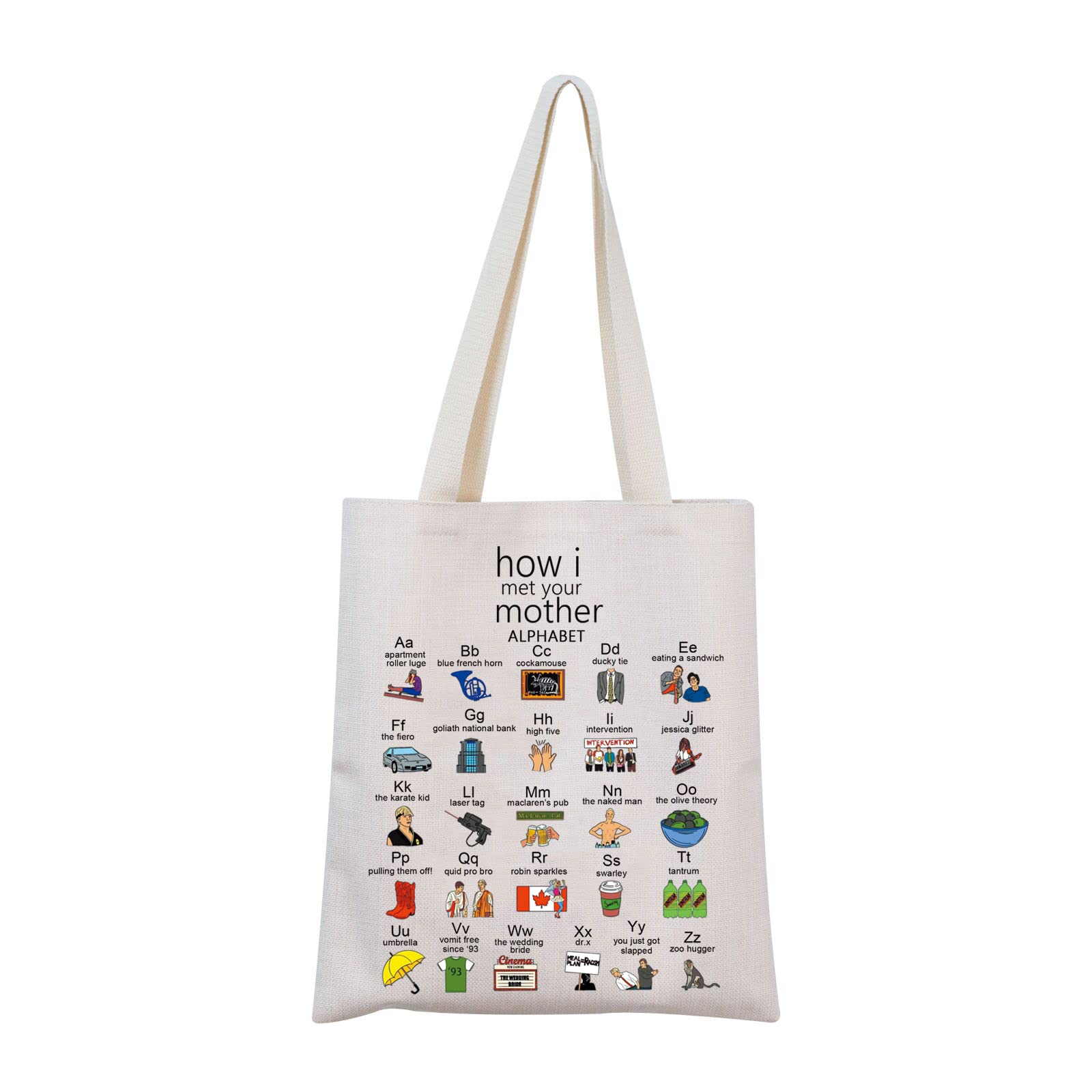 MNIGIU HIMYM Inspired Large Tote Bag (Shopping Bag, HIMYM Fans Gift, Tv Series Merchandise)