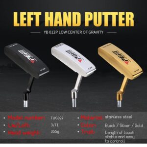 Golf Clubs Left Hand/Right Handed Putter Flex R 950 Steel Shaft Steel Men's Sports Golf Training Aids Golf Putters (Gold,Left Hand)