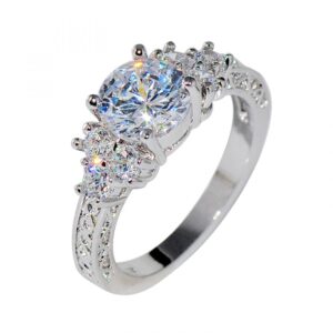 luxury diamond silver ring bride ring engagement wedding ring prong setting zircon rings jewelry for your princess 7