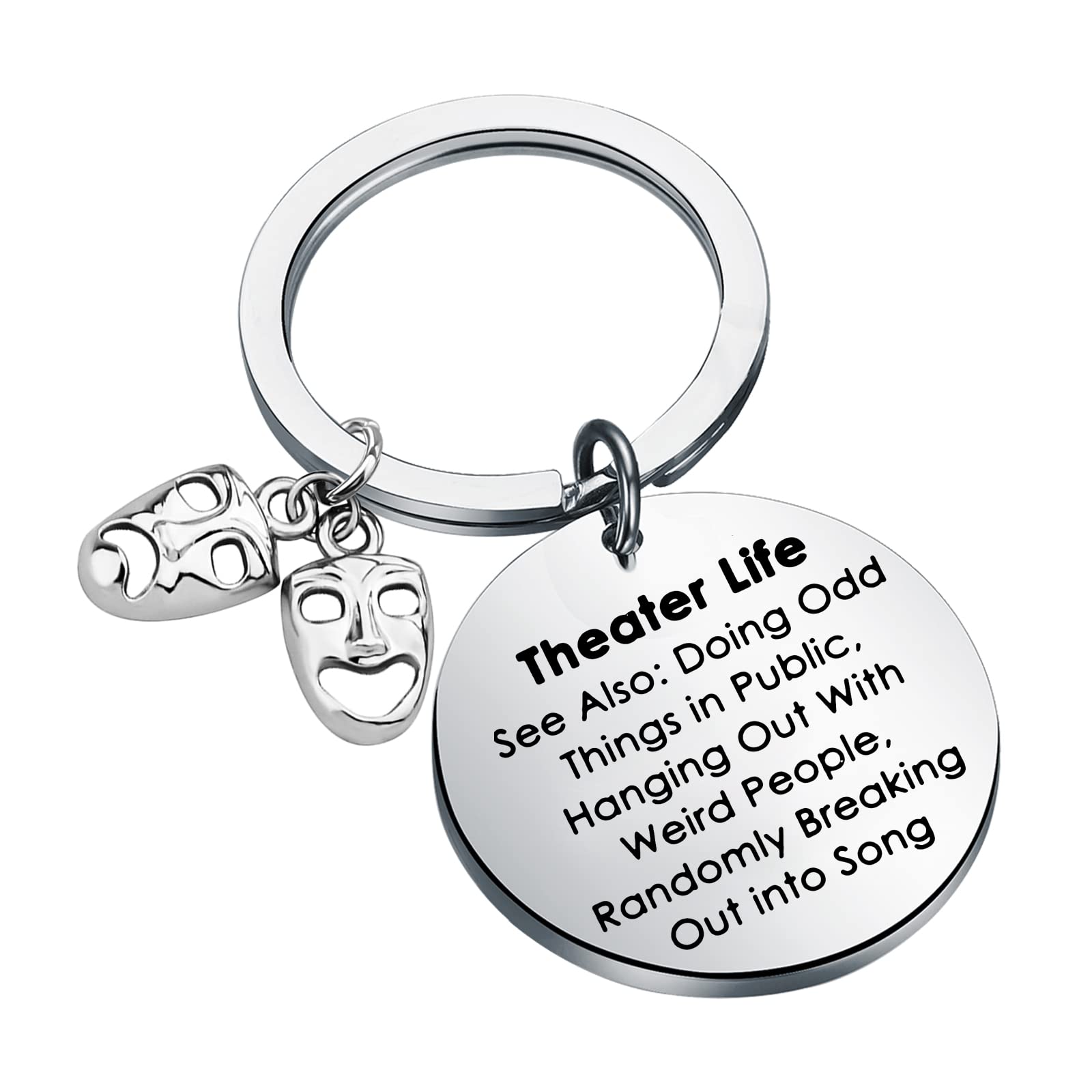 WSNANG Drama Theater Gifts Theatre Life Keychain Comedy Tragedy Mask Jewelry Broadway Musical Jewelry Drama Teacher Gift (Theater Life KC)