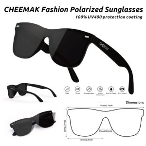 CHEEMAK Polarized Sunglasses for Men/Women Retro Sun Glasses for Fishing Driving Hiking Cycling Golf 100% UV Protection (Black)