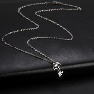 kkjoy Birth Month Flower Necklace Stainless Steel 12 Month Birthday Flower Pendant Necklace Best Friend Necklace Jewellery Gifts for Women