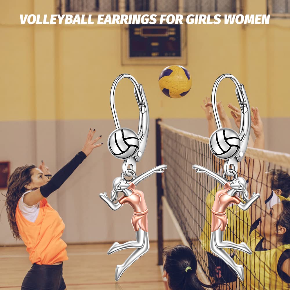 Volleyball Earrings Volleyball Gifts for Women Sterling Silver Dangle Drop Player Fan Coach Volleyball Jewelry…