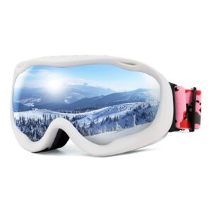 feisedy sports ski goggles snowboard anti-fog mirrored snow goggles otg uv protection for women men youth b2946