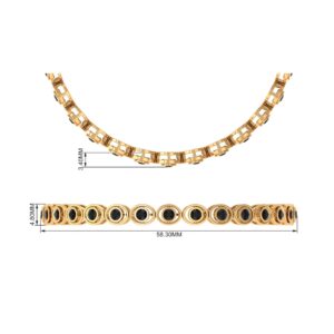 2 CT Bezel Set Black Onyx Unisex Round Shape Tennis Chain Bracelet (AAA Quality), 14K Yellow Gold, 6.5 inches