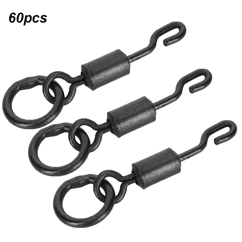 ZPSHYD 60pcs Fishing Swivel, Spinner Swivels Connector Single Hook Barrel Swivels with Snap Fishing Tackle Accessories