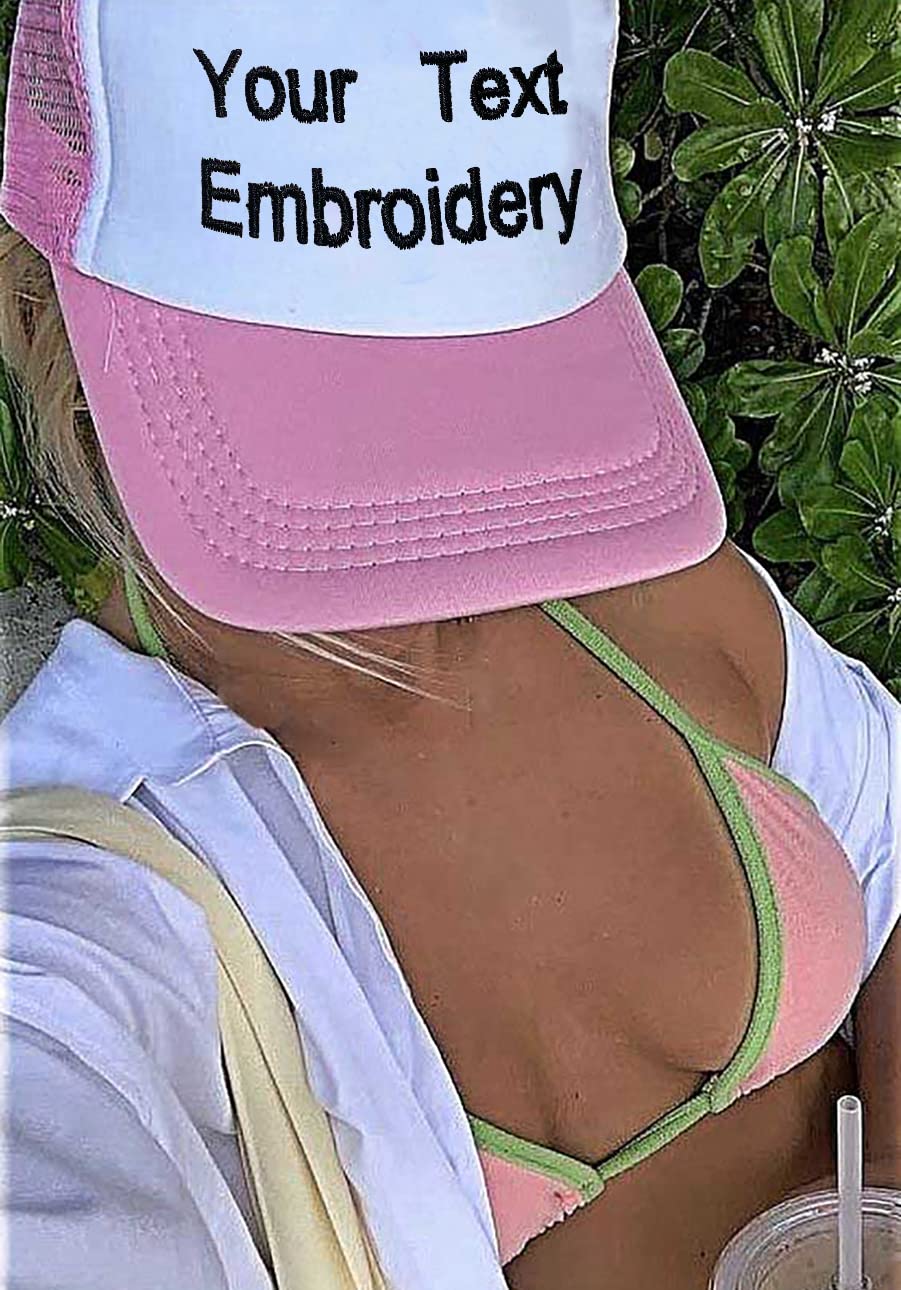 Giavuwn Custom Emboridered Two Tone Trucker Hat Meshback Snap Adjustable Baseball Caps for Men & Women