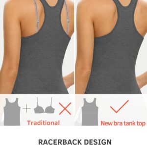 Vislivin Womens Tank Tops with Shelf Bra Racerback Tank Top Stretch Undershirts 3 Packs Bl/Dark Gray/Dark Gray S