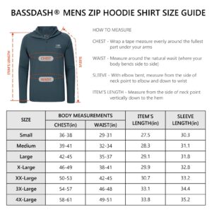 BASSDASH Men’s UPF 50+ 1/4 Zip Fishing Hoodie Shirt Quick Dry Performance Long Sleeve Sun Protection FS24M Slate Blue