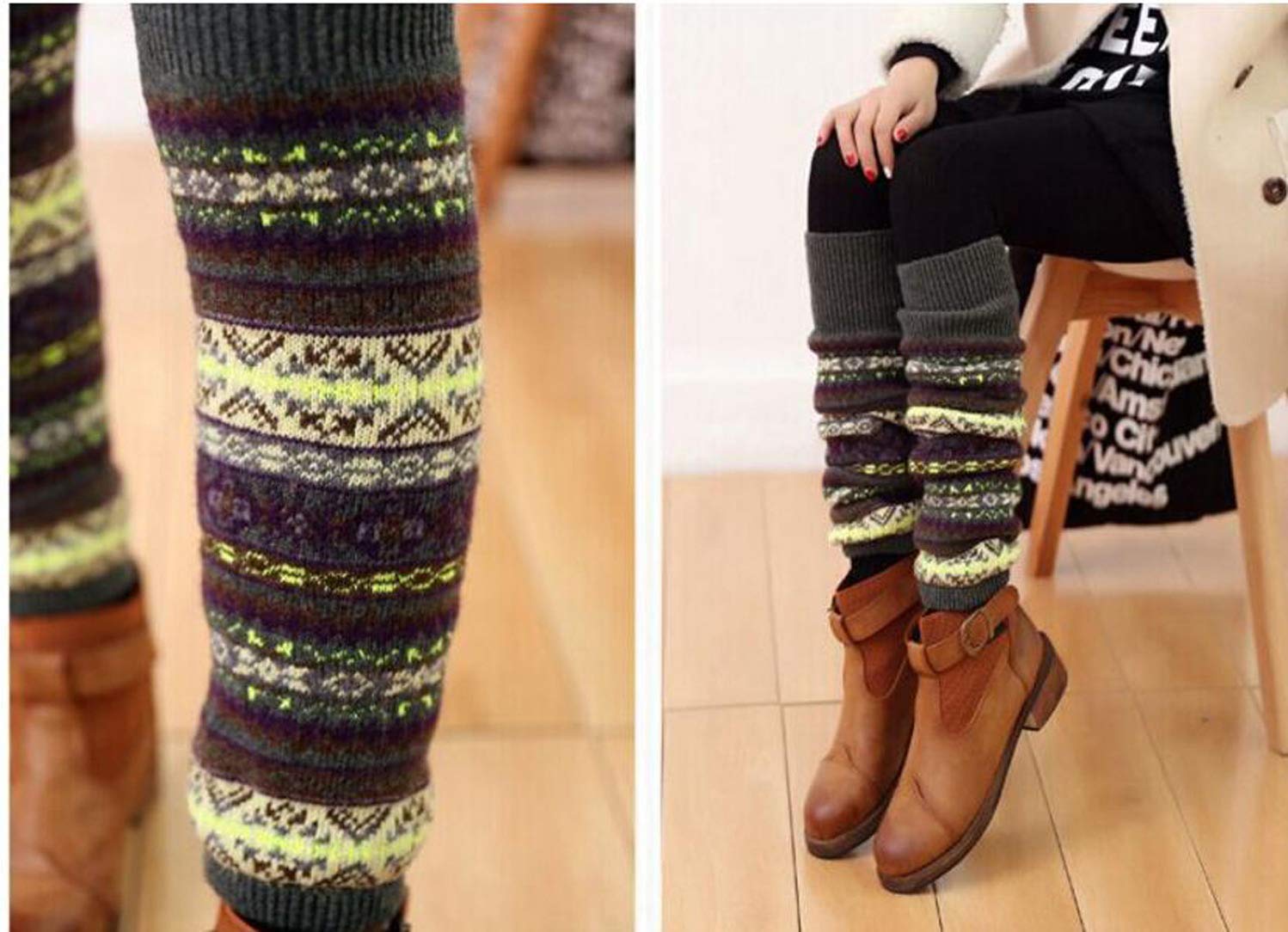 Lucky staryuan Women Wool Knit Leg Warmer Boot Warmer(4Pairs)