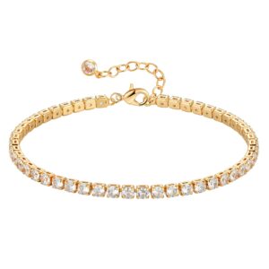 mtmy gold chain bracelet for women 14k gold plated dainty bracelets with adjustable chain cute bracelet gold jewelry (square cz)