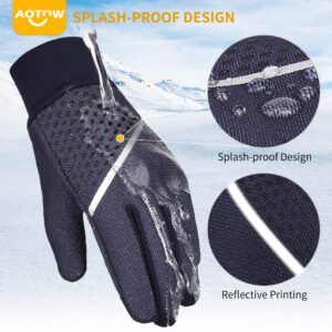 Kids Winter Waterproof Touch Screen Gloves: Age of 4-12 Boys & Girls Anti-Slip Outdoor Sports Warm Windproof Mittens for Running Hiking Cycling