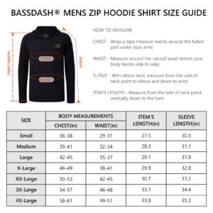 BASSDASH Men’s UPF 50+ 1/4 Zip Fishing Hoodie Shirt Quick Dry Performance Long Sleeve Sun Protection FS24M Black