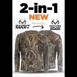 Realtree Max-7/Edge Camo Reversible Long Sleeve Performance Shirts for Hunting | Limited Edition