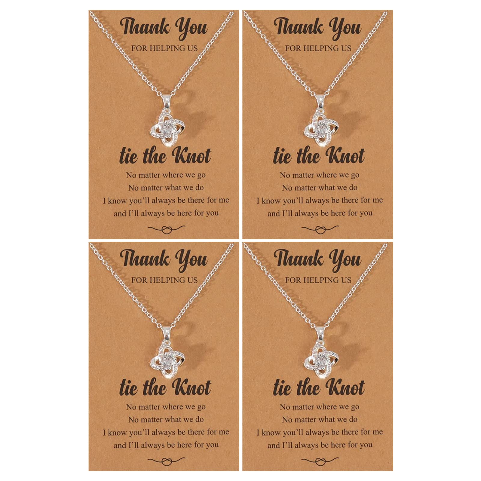 choice of all 2/3/4/6/8Pcs Bridesmaid Gifts Bridesmaid Necklace for Women Tie The Knot Necklace Wedding Gifts Bridesmaid Proposal Gifts