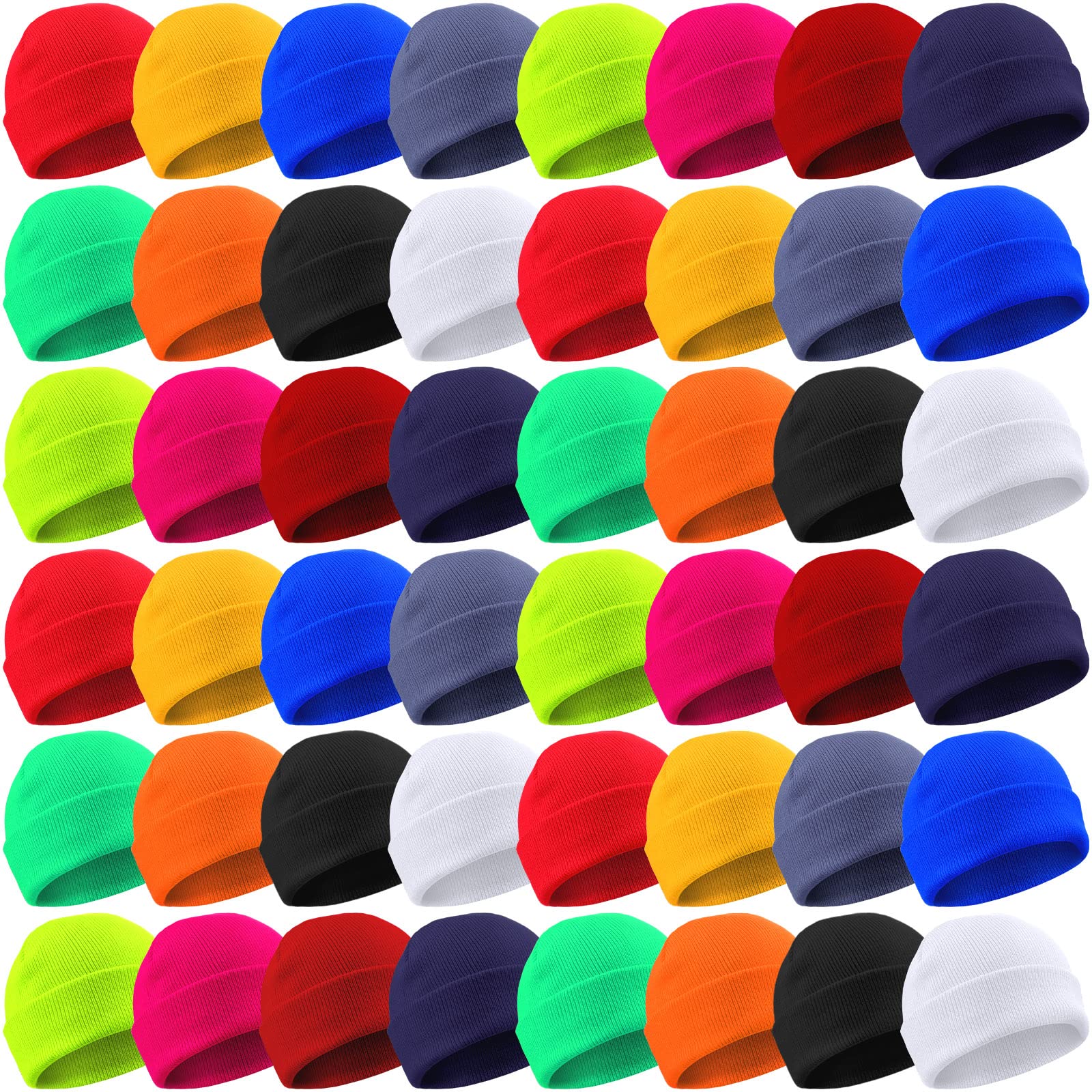 Yahenda 48 Pack Knit Beanies Hats Winter Beanie Hats Warm Knitted Cuffed Skull Cozy Cap for Men Women Unisex, 12 Colors