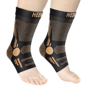 neenca ankle brace for pain relief, 2 pack compression ankle sleeves set. ankle support stabilizer for achilles tendonitis, plantar fasciitis, joint pain, swelling, arthritis, sport - fsa/hsa approved