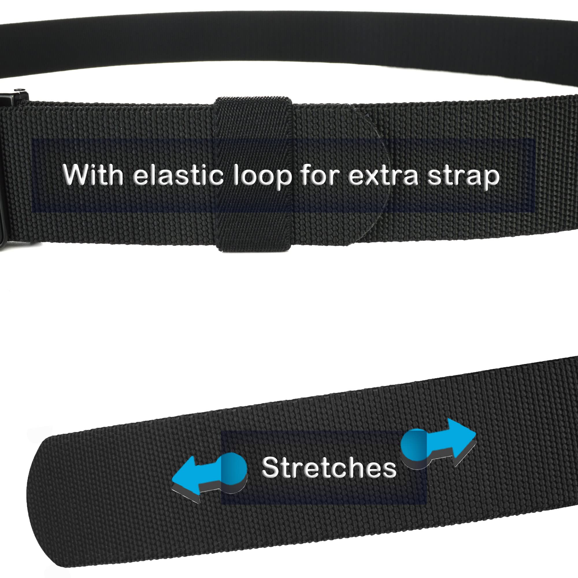 Awlyfm Mens Stretch Belts Elastic Canvas Webbing Belt for Men Black for Men Big and Tall 55inch