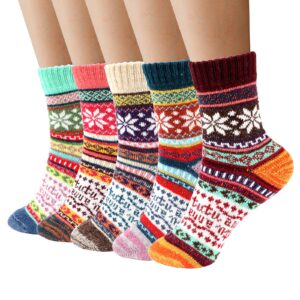 airabc wool socks for women, 5 pairs winter socks for women, warm socks for women, thermal socks for women for women gift socks women