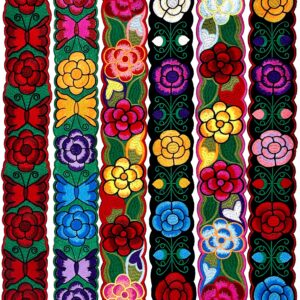 YZXDORWJ Women Embrodiered Mexican Belt for Dress Boho Floral Traditional Fiesta Party Sash（16-169WR）