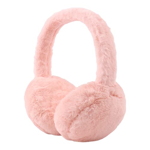 Fluffy Ear Muff for Women Plush Foldable Earmuffs Kids Winter Earmuffs Girls Boys Cold Weather Ear Warmer (Apricot Pink)