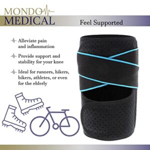 Mondo Medical Compression Sleeve Knee Brace - 12 to 15.5in Adjustable Running Knee Brace for Arthritis Pain and Support