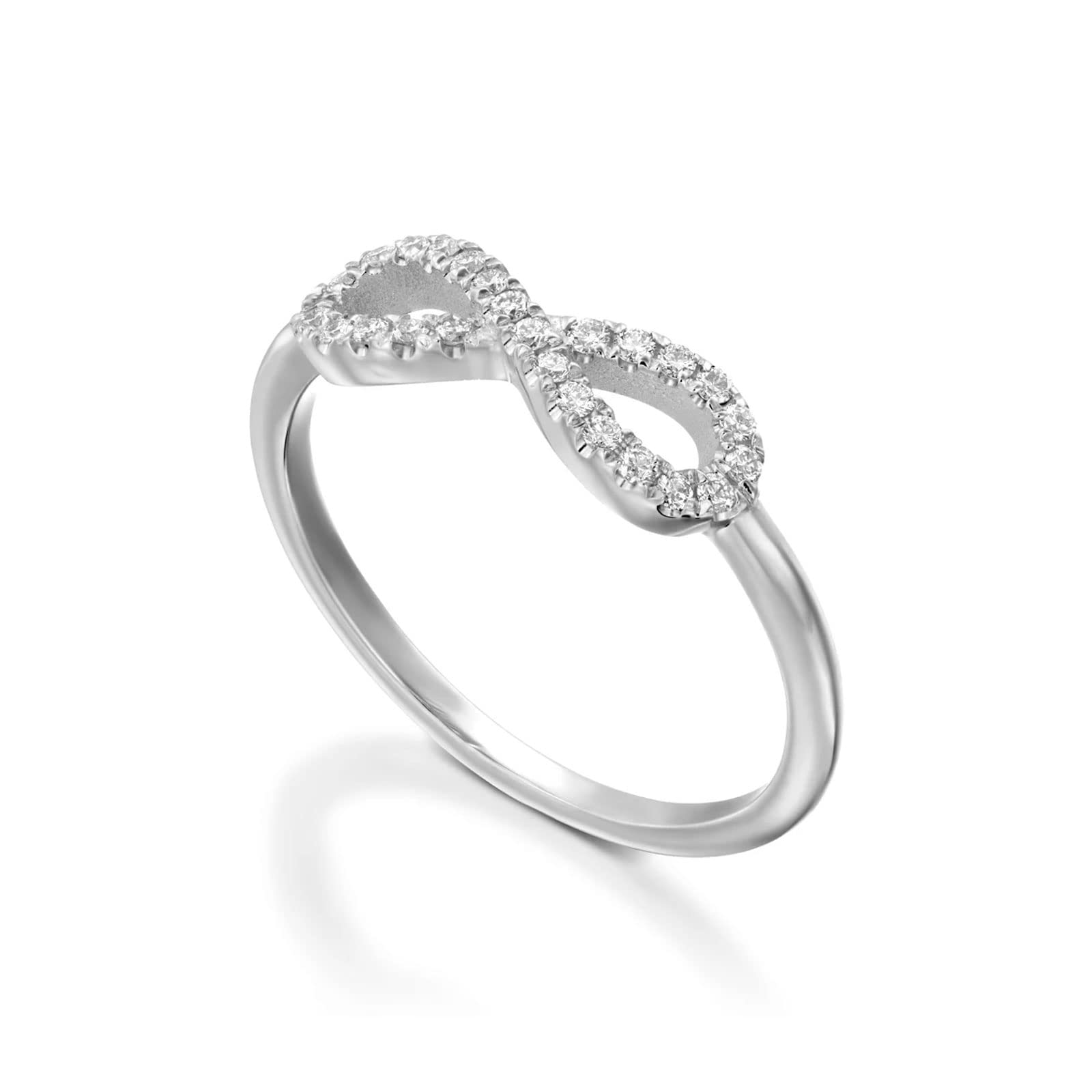 CTIEIP 10K 14K 18K White Gold 0.13 Cttw Natural Diamond Infinity Ring for Women Infinity Promise Ring Jewelry Gift for Wife (0.13 Cttw, G-H Color, SI1-SI2 Clarity)