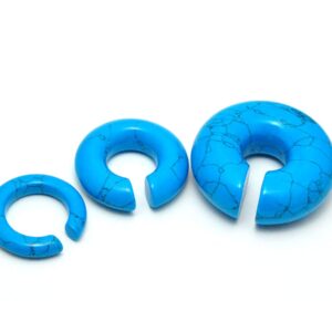 Pair of Turquoise Stone Hoop Ear Weights (STN-676) (00g (10mm))