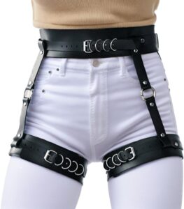 women's pu leather leg garter body belt adjustable punk waist belt festival rave costume